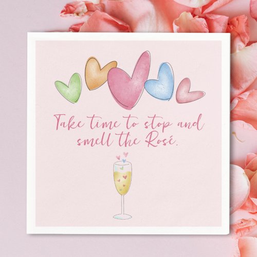 Galentines Day Watercolor Hearts Paper Napkin