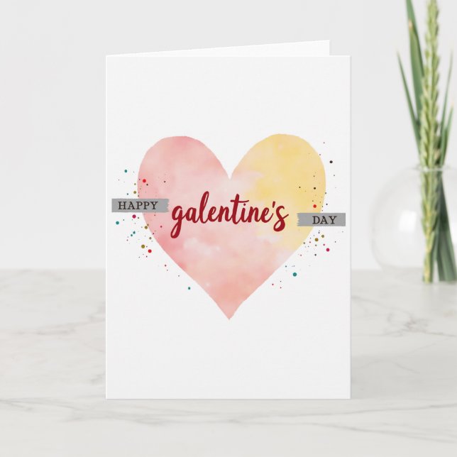 Galentines Day Watercolor Splatter Card (Front)