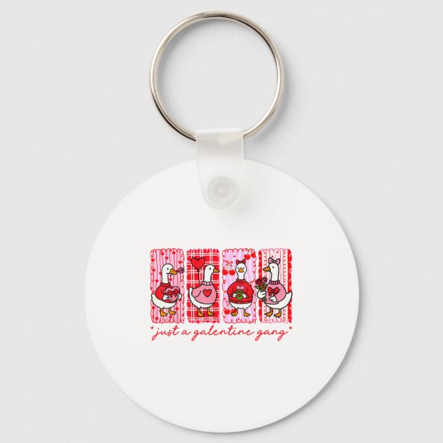 Galentines Day Women Galentines Gang Goose Valenti Keychain (Front)