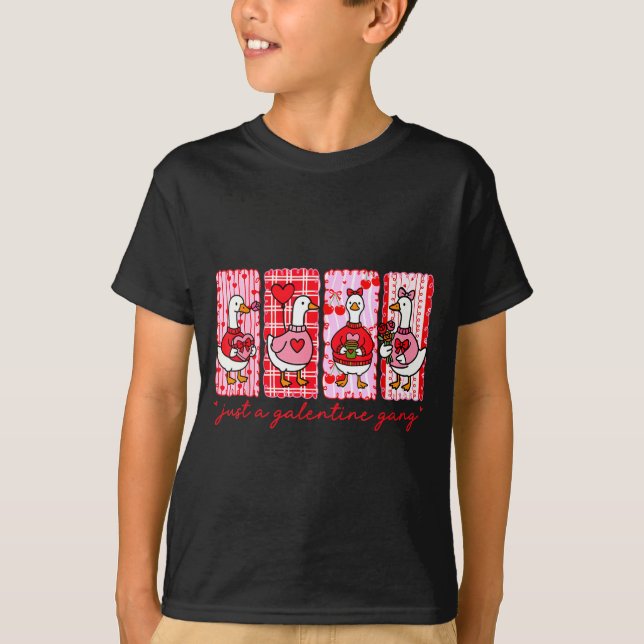 Galentines Day Women Galentines Gang Goose Valenti T-Shirt (Front)