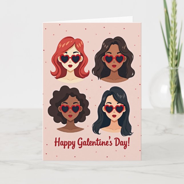 Galentines Day Womens Hearts Card (Front)
