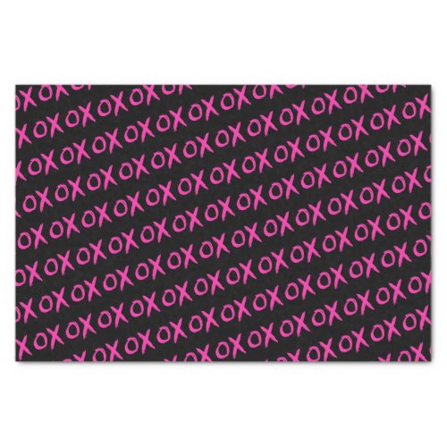 Galentines Day XOXO black pink strokes Tissue Paper