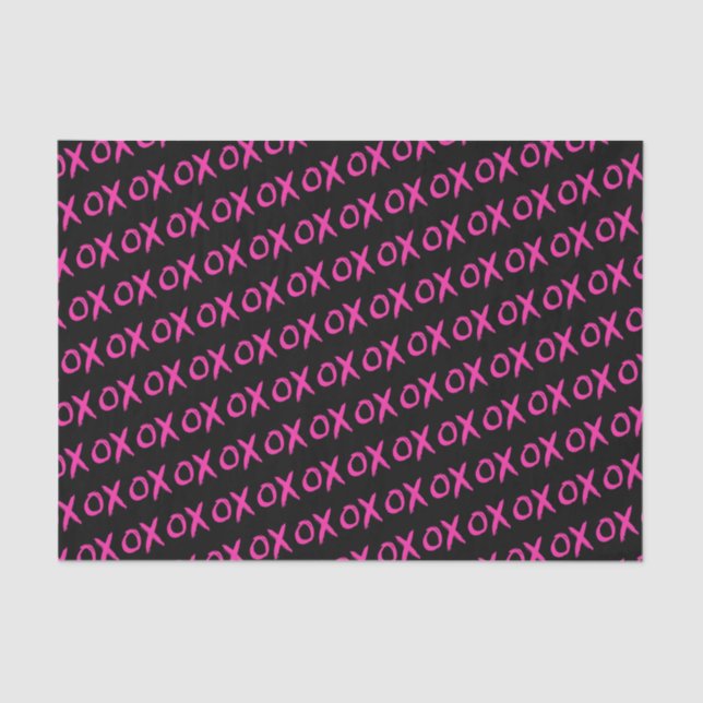 Galentine's Day XOXO black pink strokes Tissue Paper (Front)