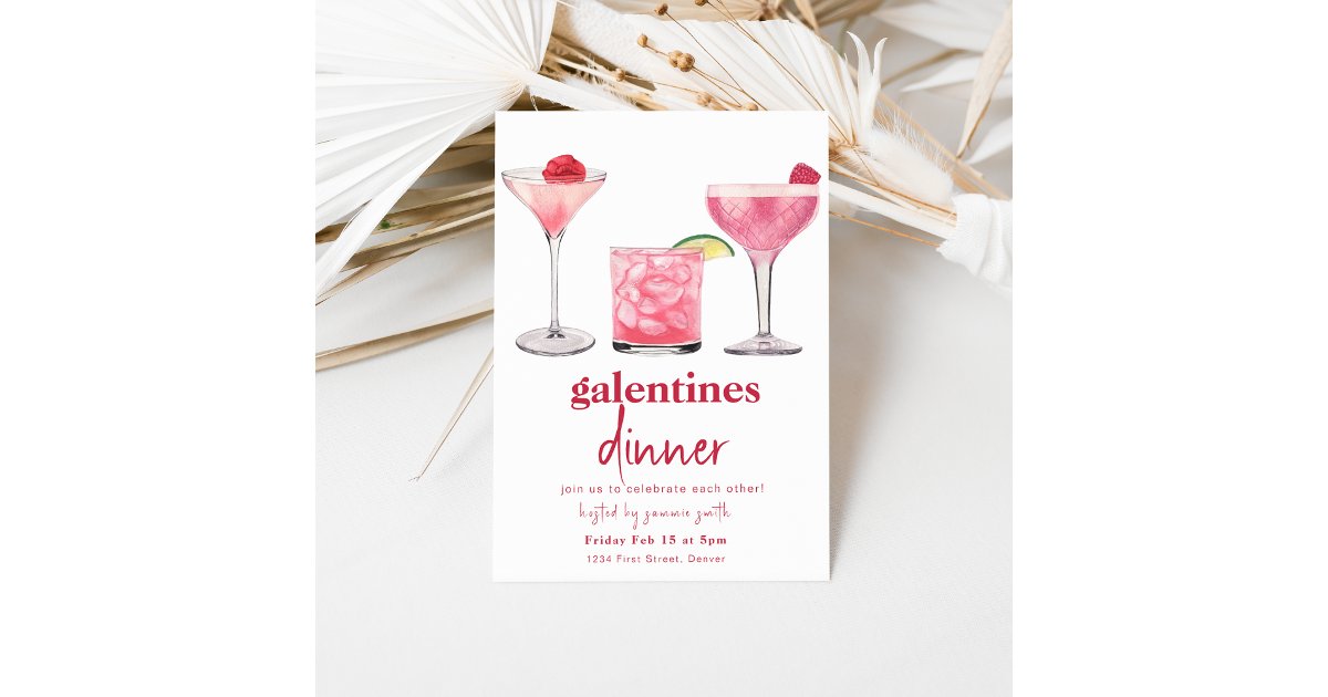 Galentines Dinner Valentine Girls Night Invite | Zazzle