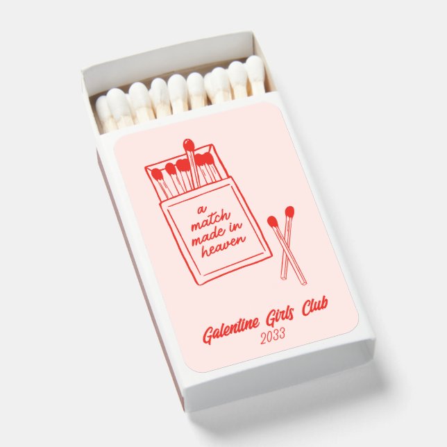 Galentine's Girls Club Party Favor Matchbooks (Front Open)
