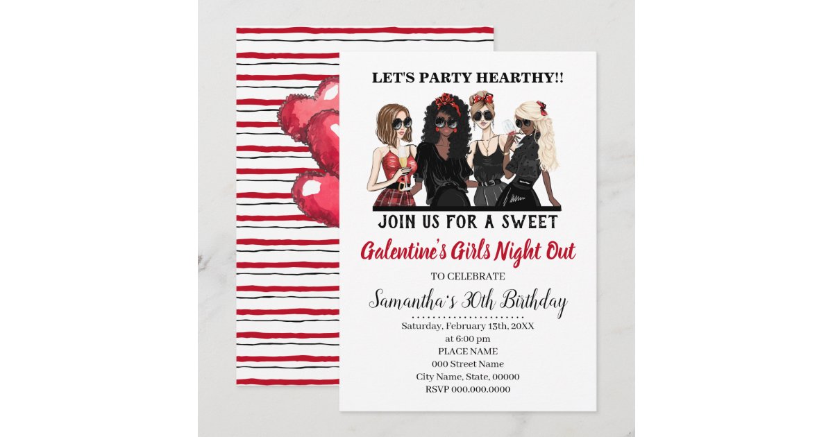 Galentine's Girls Night Out Valentines Party Invitation | Zazzle