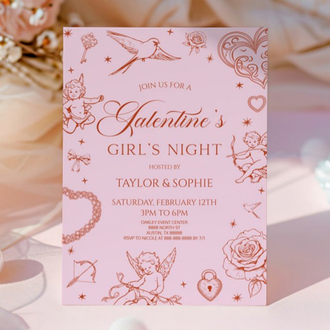 Galentine's Girl's Night Valentine's Day Party Invitation (Creator Uploaded)