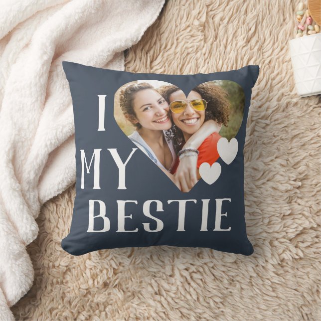 Galentines I Love My Bestie Personalized Photo Throw Pillow (Blanket)