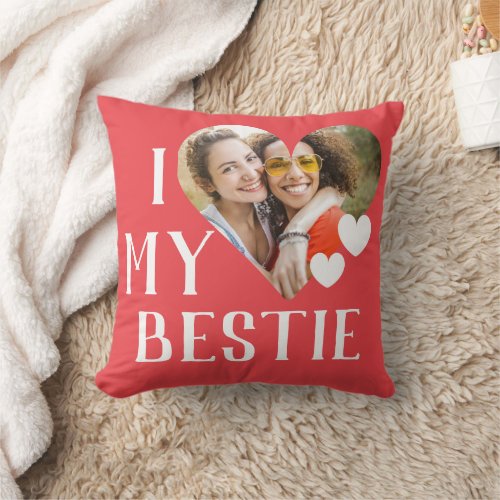 Galentines I Love My Bestie Personalized Photo Throw Pillow