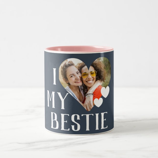 Galentines I Love My Bestie Personalized Photo Two-Tone Coffee Mug (Center)