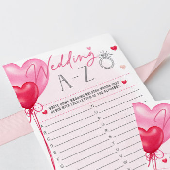 Galentine's Love Is In The Air A-z Bridal Game Menu by YourMainEvent at Zazzle