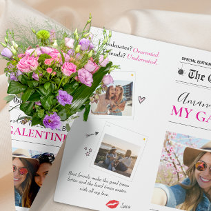 Galentines Newspaper Template Flower Bouquet  Wrapping Paper
