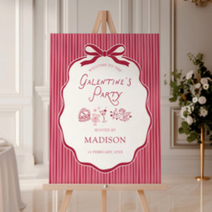 Galentine's Party Cherry Bow Frame Welcome Foam Board