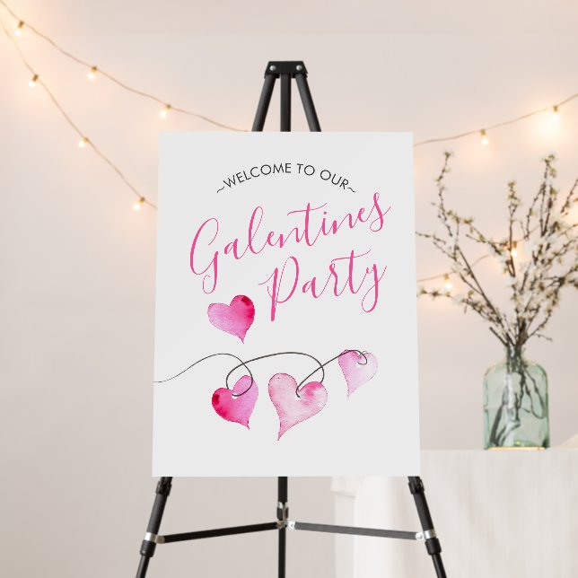 Galentines Party Decor Whimsical Welcome Sign (In Situ (Stand))