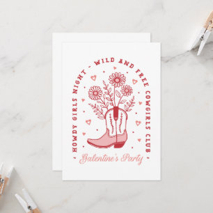 Galentines party girls night country cowgirls club invitation