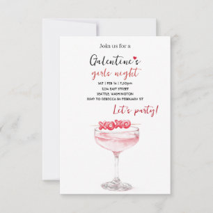 Galentines Party Invitation Pink Cocktail