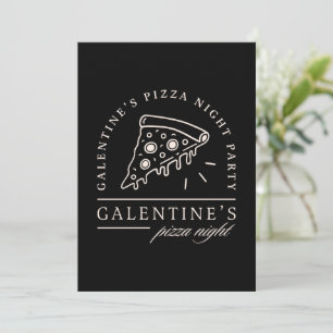 Galentines pizza night besties party black invitation