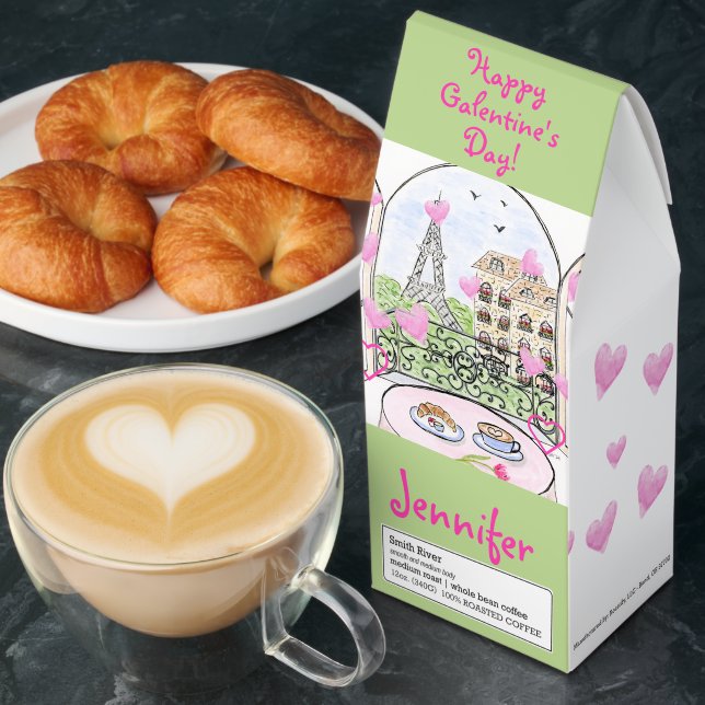 Galentine's Watercolor Paris Eiffel Tower PHOTO  Roasted Coffee (Breakfast)