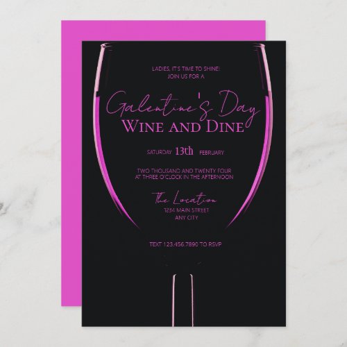 Galentines Wine and Dine Invitation