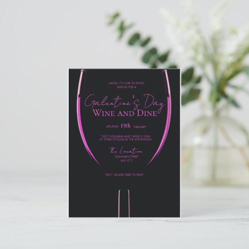 Galentines Wine and Dine Postcard