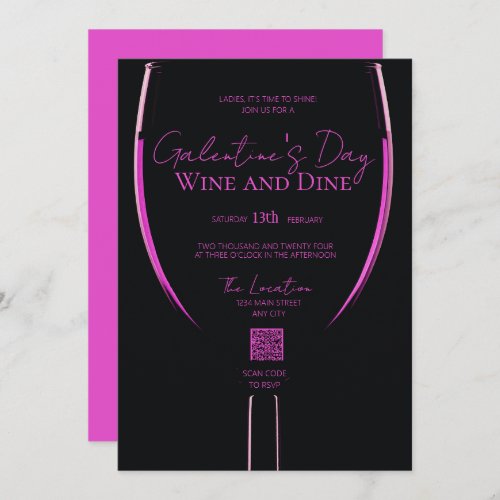 Galentines Wine and Dine QR Code Invitation