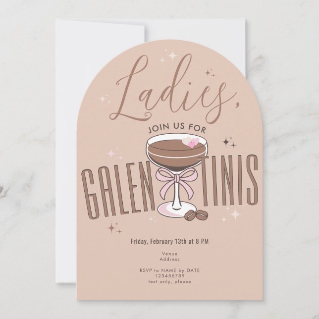 Galentini Martini  Mocha Mousse Galentine DayParty Invitation (Front)