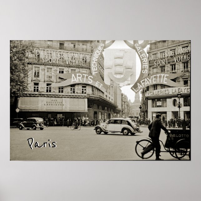 Galeries Lafayette Paris Haussmann 1940 Photograph Poster (Front)