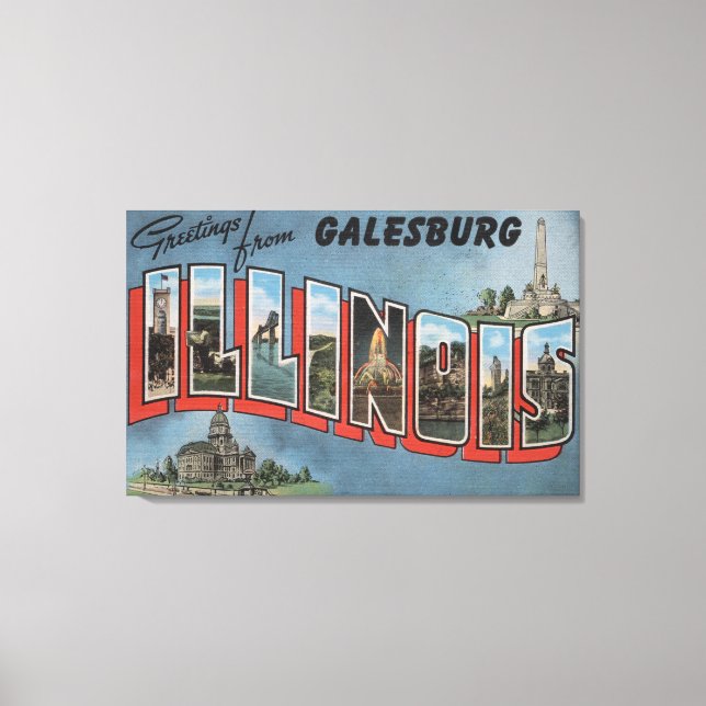 Galesburg, Illinois - Large Letter Scenes 2 Canvas Print (Front)