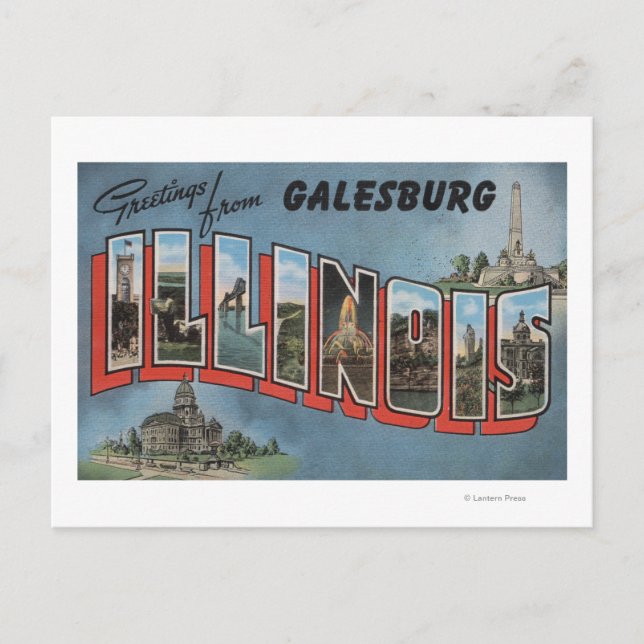 Galesburg, Illinois - Large Letter Scenes Postcard (Front)
