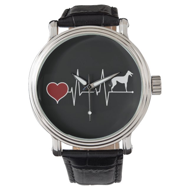 Galgo Espanol Dog Greyhound Heartbeat Watch (Front)
