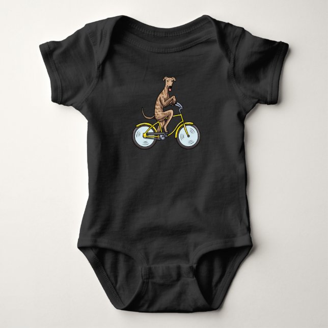 Galgo Espanol Dog with bike Spanish sighthound Baby Bodysuit (Front)