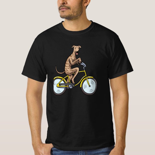 Galgo Espanol Dog with bike Spanish sighthound T-Shirt (Front)