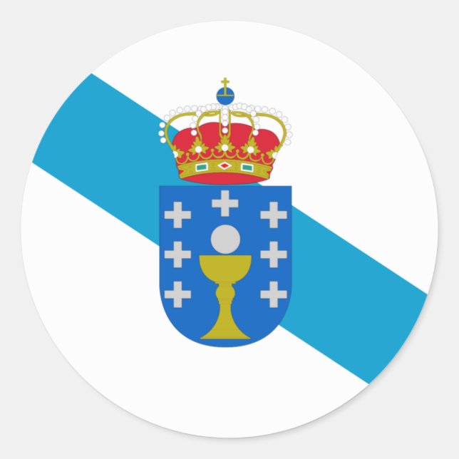 Galicia flag  classic round sticker (Front)