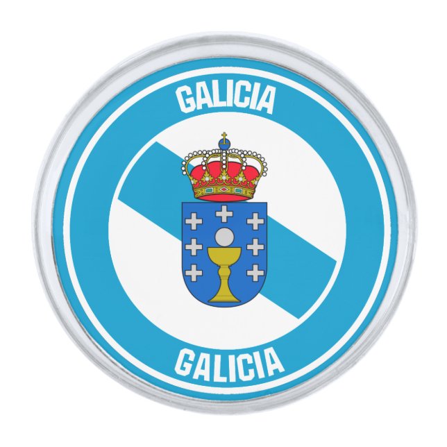 Galicia Round Emblem Silver Finish Lapel Pin (Front)