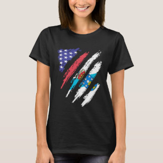 Galician American Patriot Grown Heart Flag Stripes T-Shirt