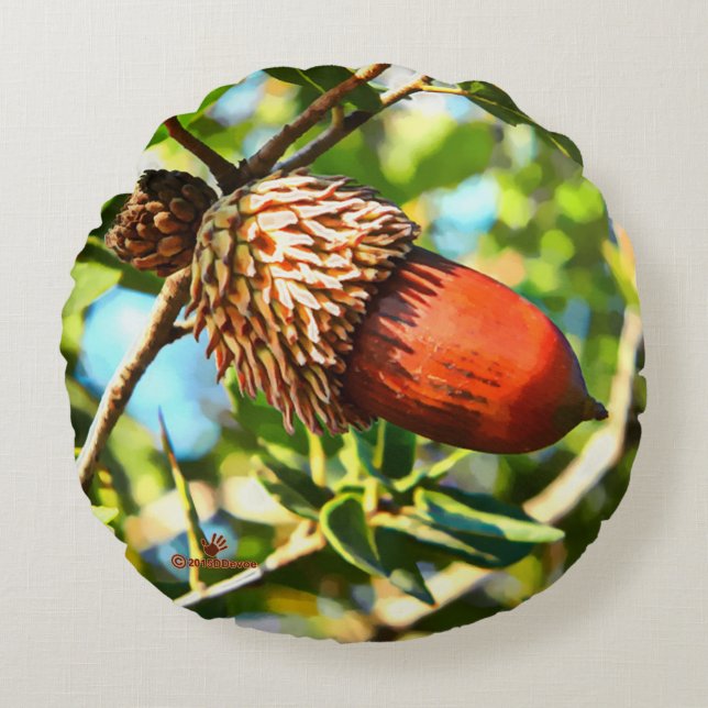 Galilee Acorn Round Pillow (Front)