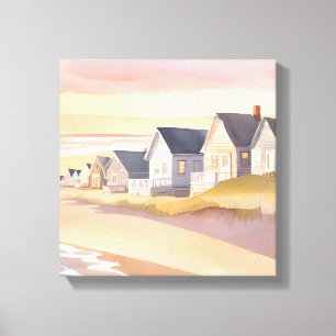 Galilee by the Sea   Rhode Island Beach Watercolor Canvas Print