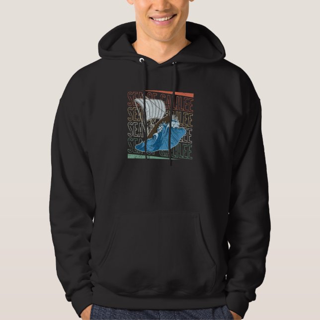 Galilee seas storms religious Christians Christian Hoodie (Front)
