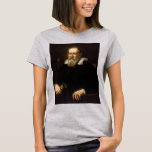 Galileo Galilei: Father of Science & Astronomy T-Shirt<br><div class="desc">Justus Sustermans, a Flemish artist, captured Galileo Galilei in oil paint around 1636. The portrait depicts the renowned scientist in his later years. Seated in a chair, his white beard and dark clothing convey a sense of age and experience. A telescope, the instrument that revolutionized his life's work, rests prominently...</div>