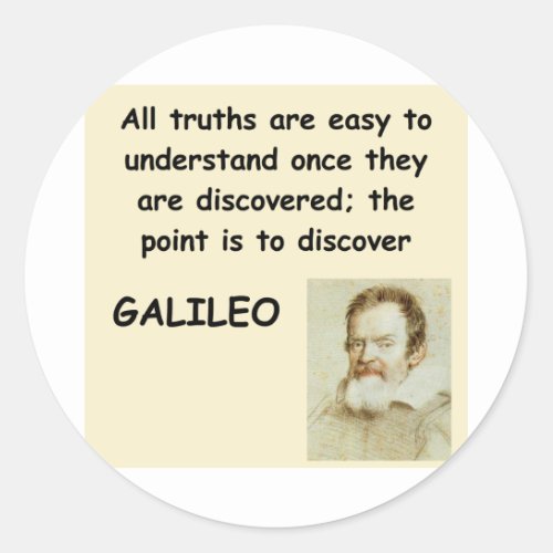 galileo quote classic round sticker