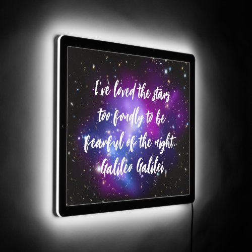 Galileo Quote Starry Purple Celestial Photo LED Sign