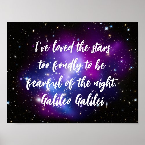 Galileo Quote Starry Purple Celestial Photo Poster