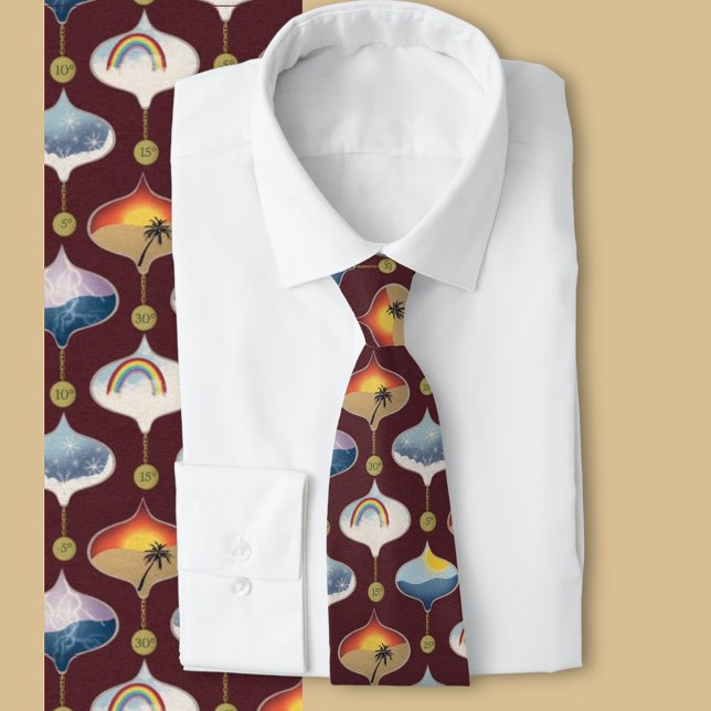 Galileo Thermometer print Neck Tie (Novelty tie for storm chasers, scientists and meteorologists )