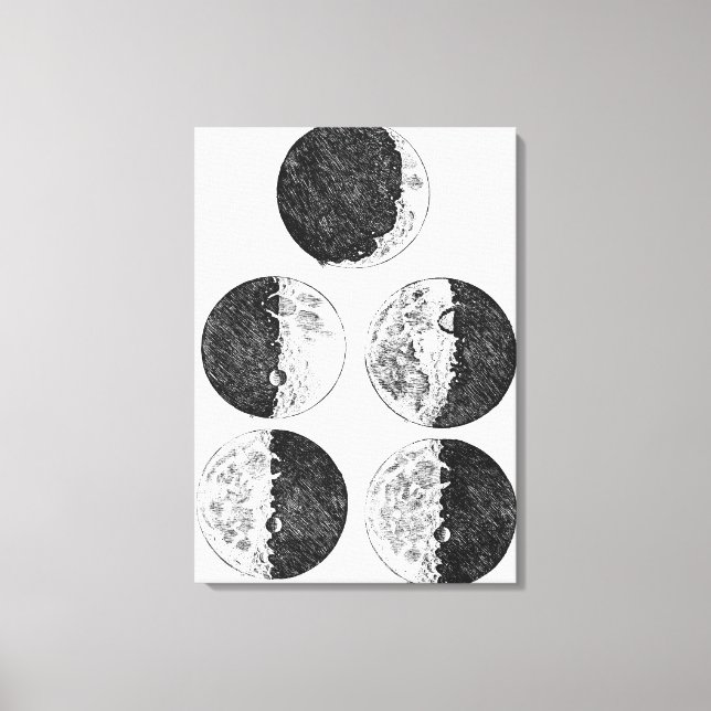 Galileo's drawings of the phases of the moon canvas print (Front)
