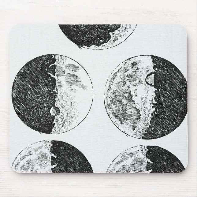 Galileo's drawings of the phases of the moon mouse pad (Front)