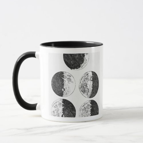 Galileos drawings of the phases of the moon mug