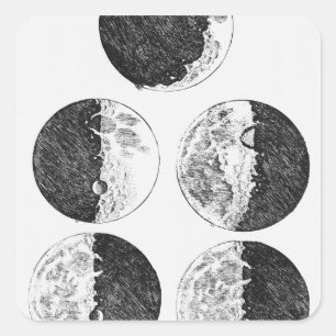 Galileo's drawings of the phases of the moon square sticker