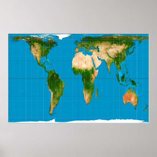 Gall–Peters Corrected World Map Projection Poster | Zazzle