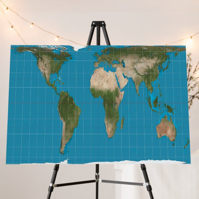 Gall Peters Projection World Map  Foam Board (In Situ (Stand))