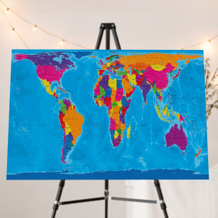 Gall Peters Projection World Map Foam Board